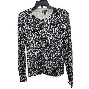 The Limited Women's Gray Animal Print Button Front Long Sleeve‎ Knit Cardigan M